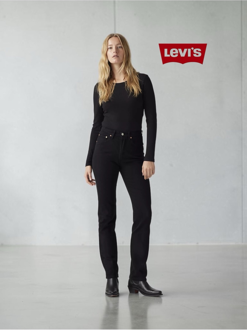 NEW, LEVI’S 501 ORIGINAL WOMEN’S JEANS, W25 L30, BLACK HIGH RISE STRAIGHT